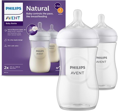2шт бутылочек для кормления Philips Avent Natural Response, SCY903/01, 260 мл, 1 мес+, с антиколиковым клапаном 85734