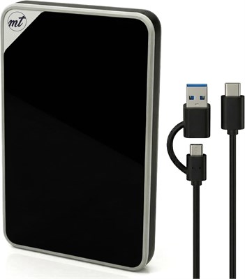Внешний портативный жесткий диск ModusTech 500 ГБ из акрила, USB-C/USB 3.1 — зеркальная поверхность, высокоскоростной HDD, UASP, совместим с ПК, Mac, ноутбуками, PS4, Xbox, iPhone, Smart TV (черный) 1000029998
