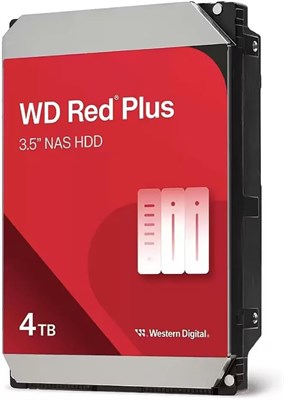 Внутренний жесткий диск Western Digital WD Red Plus для сетевого хранилища (NAS) — 4 ТБ, 5400 об/мин, SATA 6 Гбит/с, CMR, кэш 128 МБ, 3,5 дюйма — WD40EFZZ 1000027480