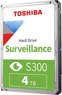 Жесткий диск Toshiba S300 для систем видеонаблюдения, 4 ТБ, 3,5 дюйма, SATA, внутренний, поддерживает до 64 HD-камер при нагрузке 180 ТБ/год (HDWT840UZSVA) 1000030028