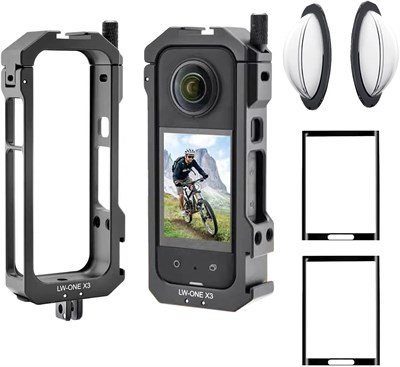 Комплект защитной пленки для объектива и экрана Insta360 X3 X 3 с алюминиевой рамкой, металлическим корпусом и защитной пленкой из закаленного стекла 1000030171
