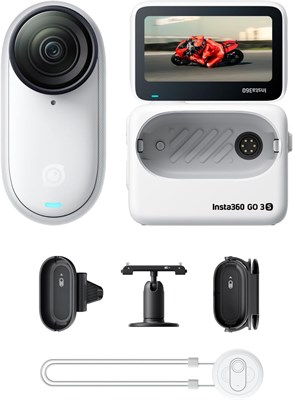 Insta360 GO 3S Motorcycle POV Bundle White 4K Tiny Portable Vlogging Camera, Hands-Free POVs, Mount Anywhere, Stimization, 140 Min Battery Time, 10m Waterproof, AI Editing, For Vlogs, Travel?Outdoor 1000030239