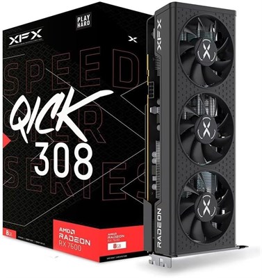 Видеокарта XFX SPEEDSTER QICK308 RADEON RX 7600 BLACK с 8 ГБ GDDR6, HDMI 3xDP, AMD RDNA 3 (RX-76PQICKBY) 1000030699