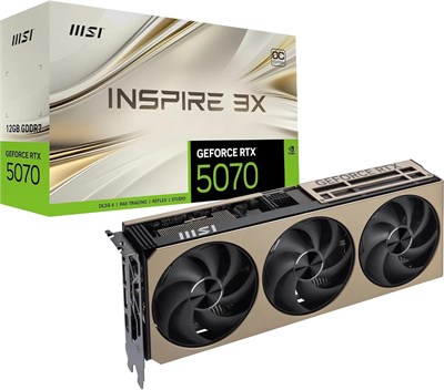 MSI GeForce RTX 5070 12G Inspire 3X OC - 12 ГБ GDDR7 (28 Гбит/с/192-бит), PCIe 5X 16, Boost: 2542 МГц, HDMI 2.1b, DisplayPort 2.1b 1000030710