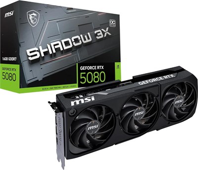 Видеокарта msi VGA GEFORCE RTX 5080 16G Shadow 3X OC RTX5080 16GB GDRR7 256 B DX12 PCIE 5.0 X16 (3XDP 1XHDMI) 1000030753