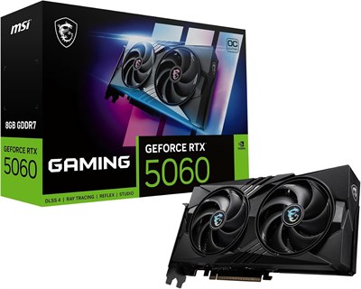 Видеокарта MSI Gaming RTX 5060 8G Gaming OC (8 ГБ GDDR7, 128-бит, экстремальная производительность: 2640 МГц, DisplayPort x3 2.1a, HDMI 2.1b, архитектура NVIDIA Blackwell) 1000030774