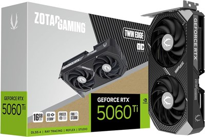 Видеокарта ZOTAC Gaming GeForce RTX 5060 Ti 16GB Twin Edge OC DLSS 4 16GB GDDR7 128-bit 28 Gbps PCIE 5.0, система охлаждения IceStorm 2.0, подходит для компактных систем (SFF), ZT-B50620H-10M 1000030786