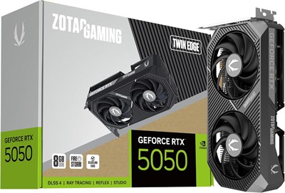 Видеокарта ZOTAC Gaming GeForce RTX 5050 Twin Edge DLSS 4 8GB GDDR6 128-bit 20 Gbps PCIE 5.0, компактная карта для малого и компактного размера, ZT-B50500E-10M 1000030792