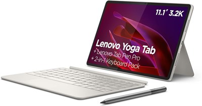 Lenovo Yoga Tab | 11,1-дюймовый дисплей 3.2K 144 Гц, Snapdragon 8 Gen 3, 12 ГБ ОЗУ, 256 ГБ SSD, фронтальная камера 13,0 МП / тыловая камера 13,0 МП + 2,0 МП, аккумулятор 8860 мАч, Android 15 - Seashell [ZAG60251AE] + Tab Pen Pro + клавиатура 1000030829