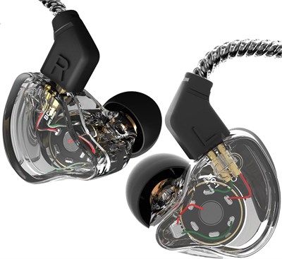 Наушники-вкладыши CCZ Yinyoo Melody, проводные, без микрофона, IEM, HIFI, с басами, 1DD, 1BA, ушными фиксаторами, с кабелем OFC 4N для музыкантов, певцов, для выступлений на сцене и в студии (прозрачно-черные) 1000031240