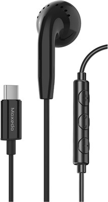 Монофонические наушники Moxedo с разъемом Type-C и встроенным микрофоном для iPhone 17/16/15, Samsung Galaxy S24 Ultra/S21 Ultra/S20 FE, Note 20/10, iPad Pro 2018/Mac Book (черные) 1000031243