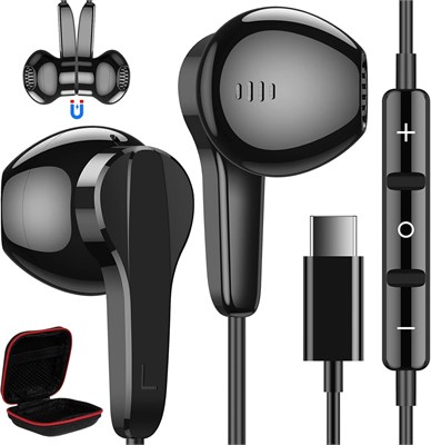 1MORE 2-Pack Piston-Fit USB-C Наушники-вкладыши с микрофоном, шумоизоляцией и кнопкой управления, прочные проводные наушники для iPhone 15, Pixel 10, OnePlus (серый) 1000031336