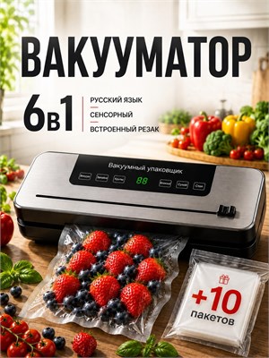Устройство, которое одновременно упаковывает и режет продукты, используя специальные пакеты - 6 в 1 1000031735