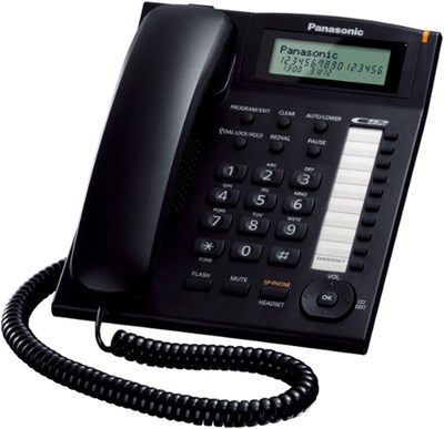 Проводной настольный телефон Panasonic KX-TS880EXB имеет функцию громкой связи, быстрый набор номера и определение номера звонящего. Цвет - черный 1000031990