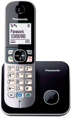 Беспроводной стационарный телефон Panasonic KX-TG6821 имеет черно-серебристый дизайн с ЖК-дисплеем и монофоническим цифровым звуком 1000032100