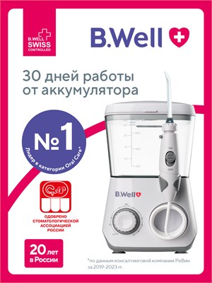 Ирригатор для зубов B.Well WI-933 стационарный, аккумуляторный беспроводной, семейный, детский 1000033232
