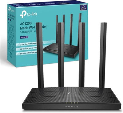 Беспроводной двухдиапазонный Wi-Fi роутер TP-Link AC1200 — скорость до 867 Мбит/с/5 ГГц + 300 Мбит/с/2,4 ГГц, 4+1 гигабитных порта, двухъядерный процессор, родительский контроль, простая настройка (Archer C6) 1000033410