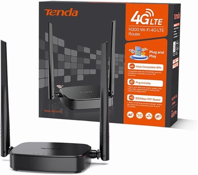 Роутер Tenda 4G SIM - мобильный WiFi-роутер 3G/4G, беспроводной диапазон 2,4 ГГц, LTE Cat4, порт Fast Ethernet LAN/WAN, 2 внешние антенны 4dBi, карта NANO SIM, Plug and Play, 4G03 Pro 1000033439