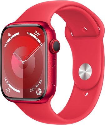 Восстановленные смарт-часы Apple Watch Series 9 [GPS + Cellular 45 мм] с алюминиевым корпусом (PRODUCT) RED и спортивным ремешком (PRODUCT) RED размера M/L. Фитнес-трекер, приложения для измерения уровня кислорода в крови и ЭКГ, водонепроницаемость 1000034150
