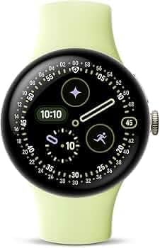 Google Pixel Watch 4 (41 мм) — умные часы на Android с изогнутым дисплеем, функцией отслеживания физической активности и поддержкой Gemini — корпус из алюминия цвета шампанского золота — спортивный ремешок цвета лемонграсс — LTE 1000034247