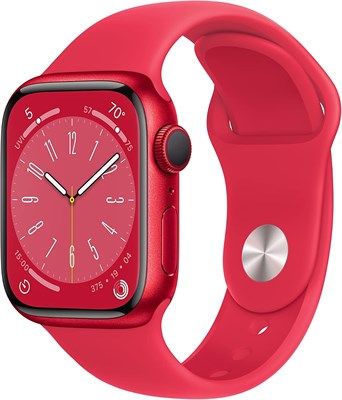Восстановленные смарт-часы Apple Watch Series 8 (GPS 41 мм) - (PRODUCT)RED, алюминиевый корпус с спортивным ремешком (PRODUCT)RED - стандартный размер. Фитнес-трекер, приложения для измерения уровня кислорода в крови и ЭКГ, водонепроницаемость 1000034265