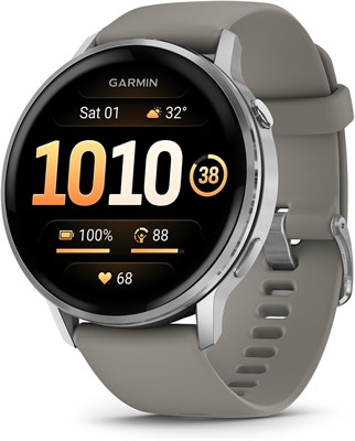GARMIN Venu 4-45 мм, серебристый/серый | Смарт-часы с AMOLED-экраном и GPS, до 12 дней автономной работы | Расширенные функции для здоровья и фитнеса | Яркий светодиодный фонарик, расширенное отслеживание сна 1000034279