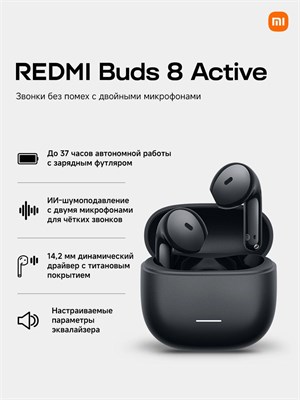 Черные беспроводные вкладыши Xiaomi REDMI Buds 8 Active 1000034821