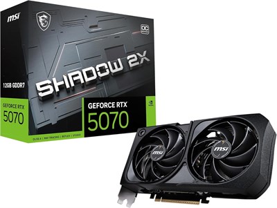 Видеокарта MSI Gaming RTX 5070 12G Shadow 2X OC (12 ГБ GDDR7, 192-бит, экстремальная производительность: 2557 МГц, DisplayPort x3 2.1a, HDMI 2.1b, архитектура NVIDIA Blackwell) 1000036238