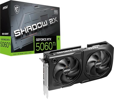Видеокарта MSI GeForce RTX 5060 Ti 8G SHADOW 2X OC PLUS - RTX 5060 Ti GPU, 8 ГБ GDDR7 (28 Гбит/с/256-бит), PCIe 5.0 - HDMI 2.1b, 3 x DisplayPort 2.1b 1000036249