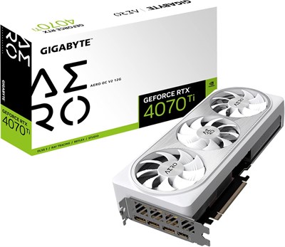 Видеокарта Gigabyte GeForce RTX 4070 Ti AERO OC V2 12G, 3 вентилятора WINDFORCE, 12 ГБ 192-битной памяти GDDR6X, GV-N407TAERO OCV2-12GD 1000036310