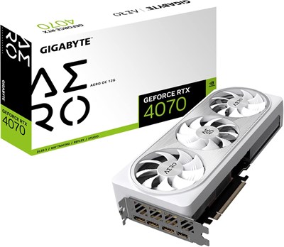 Видеокарта Gigabyte GeForce RTX 4070 AERO OC 12G, 3 вентилятора WINDFORCE, 12 ГБ 192-битной памяти GDDR6X, GV-N4070AERO OC-12GD 1000036311