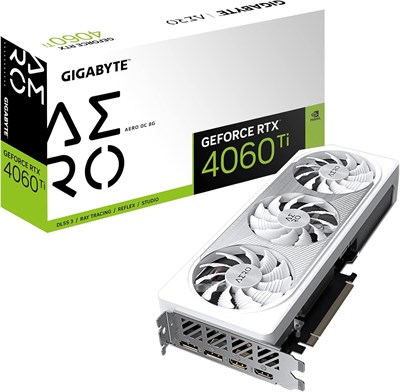 Видеокарта Gigabyte GeForce RTX 4060 Ti AERO OC 8G, 3 вентилятора WINDFORCE, 8 ГБ 128-битной памяти GDDR6, GV-N406TAERO OC-8GD 1000036314