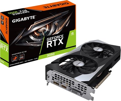 Видеокарта Gigabyte GeForce RTX 3050 WINDFORCE OC 8G, 2 вентилятора WINDFORCE, 8 ГБ GDDR6 128-бит GDDR6, GV-N3050WF2OC-8GD 1000036328
