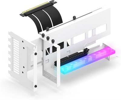 Вертикальный кронштейн EZDIY-FAB для крепления видеокарты PCIe 4.0 с 3-контактным ARGB-светодиодным модулем 5 В, комплект поддержки видеокарты VGA с райзер-кабелем PCIe 4.0 X16 Gen4 17 см/6,69 дюйма, угловой (90 градусов), белый 1000036337