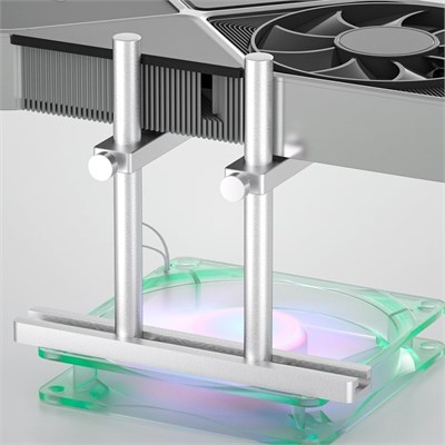 Регулируемый кронштейн для видеокарты (GPU), усиленный алюминиевый кронштейн для предотвращения провисания видеокарты, подставка для видеокарты с двойной подставкой (серебристый, 128 мм) 1000036362