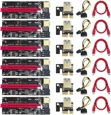 Карта расширения PCIe - VER009S - расширение графического интерфейса с 1X до 16X для майнинга на GPU - комплект из 6 штук 1000036387