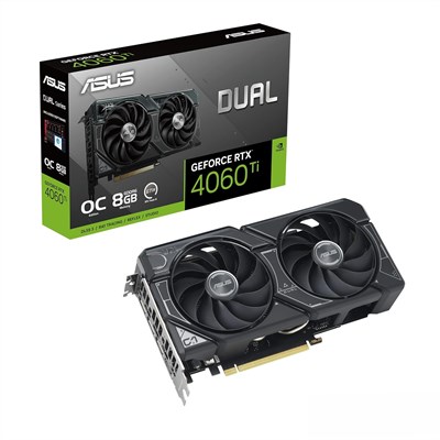 ASUS Dual GeForce RTX™ 4060 Ti OC Edition 8GB GDDR6 (PCIe 4.0, 8GB GDDR6, DLSS 3, HDMI 2.1, DisplayPort 1.4a, Axial-tech Fan Design, 0dB Technology, and More) 1000036411