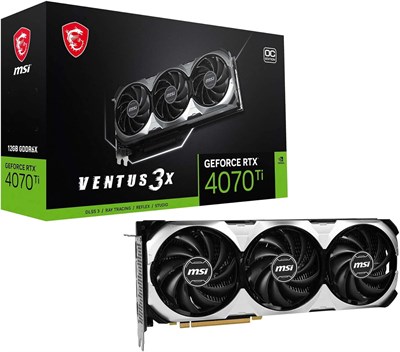 Видеокарта MSI Gaming GeForce RTX 4070 Ti 12GB GDRR6X 192-Bit HDMI/DP Nvlink TORX Fan 4.0 Ada Lovelace Architecture (RTX 4070 Ti Ventus 3X 12G OC) 1000036412