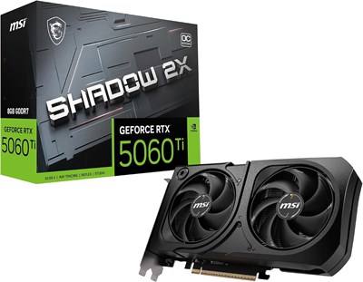Видеокарта MSI Gaming RTX 5060 Ti 8G Shadow 2X OC (8 ГБ GDDR7, TBA-бит, экстремальная производительность: TBA МГц, DisplayPort x3 2.1a, HDMI 2.1b, архитектура NVIDIA Blackwell) 1000036414