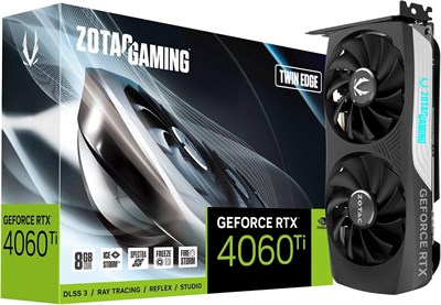 ZOTAC Gaming GeForce RTX 4060 Ti 8GB Twin Edge DLSS 3 8GB GDDR6 128-bit 18 Gbps PCIE 4.0 Compact Gaming Graphics Card, IceStorm 2.0 Advanced Cooling, Spectra RGB Lighting, ZT-D40610E-10M 1000036422