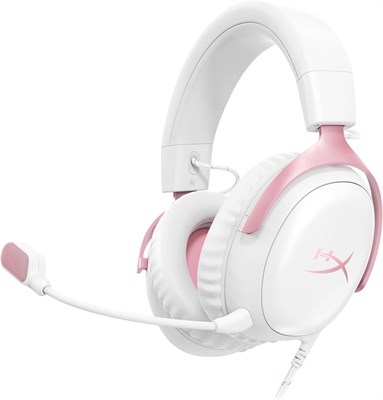 HyperX Cloud III – проводная игровая гарнитура, ПК, PS5, Xbox Series X|S, угловые 53-мм динамики, DTS, пена с эффектом памяти, прочный каркас, сверхчеткий 10-мм микрофон, USB-C, USB-A, 3,5 мм – розовая 1000036677