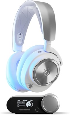 Игровая гарнитура SteelSeries Arctis Nova Pro Wireless PS белого цвета, легкая, беспроводная, для PS, с высоким разрешением, активным шумоподавлением и Hi-Fi звуком, артикул 61526, белый, регулируемая высота 1000036712