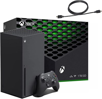 Игровая консоль Microsoft Xbox Series X 1 ТБ + 1 беспроводной контроллер — обратная совместимость с тысячами игр, оптимизированная производительность, игры в разрешении 4K, до 120 кадров в секунду — HDMI-кабель 1000036757