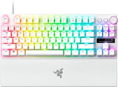 Проводная аналогово-оптическая киберспортивная клавиатура Razer Huntsman V3 Pro Tenkeyless: режим Snap Tap, быстрое срабатывание триггеров, регулируемая сила нажатия, RGB-подсветка Chroma, встроенная память, Type-C, игровой режим, американская раскладка — 1000036761