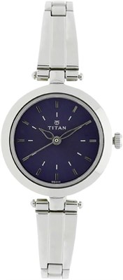 Женские аналоговые наручные часы Titan Karishma с круглым синим циферблатом и ремешком из нержавеющей стали - 2574SM01 1000037172