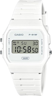 Женские цифровые кварцевые часы Casio с пластиковым ремешком F-91WB-7AEF, белые, ремешок 1000037247