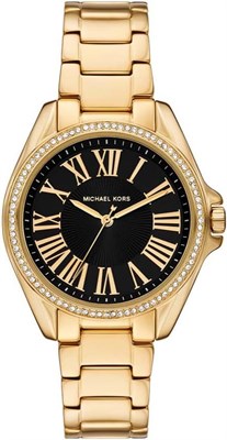 Женские наручные часы Michael Kors Kacie с тремя стрелками, корпус 39 мм, черно-золотой цвет 1000037438