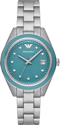 Женские аналоговые кварцевые часы Emporio Armani AR11545 с ремешком из нержавеющей стали, серебристый браслет 1000037582