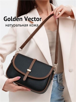 Женская сумка через плечо, выполненная из натуральной кожи, имеет черно-коричневый цвет и является кросс-боди 1000042444