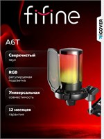 USB-микрофон Fifine AmpliGame A6T (черный) с подставкой для стойки, оснащенный конденсатором 1000025565